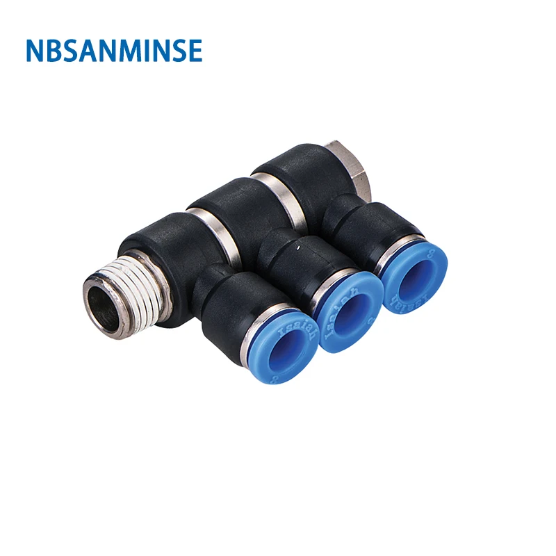 

Free Shipping 10Pcs/Lot Tube Universal Triple Branch Union Fittings Plastic Banjo Air Push In Swivel Quick Connector Sanmin