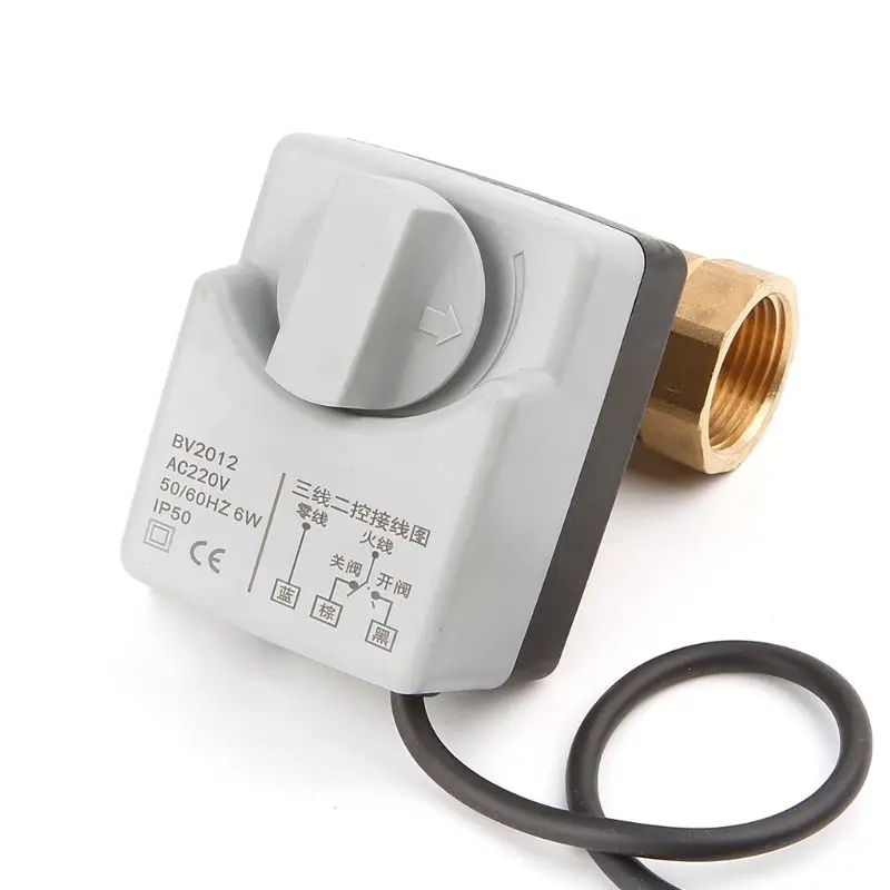 AC220V DN15 DN20 DN25 2 Way 3 Wires Brass Motorized Ball Valve Electric Actuato With Manual Switch