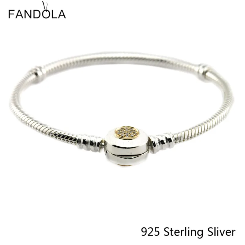

Bracelet Fits European Style Jewelry 925 Sterling Silver Gold Clear For Women Original Fashion Charms CKK