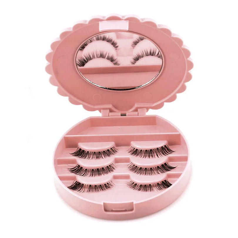 

2018 Cute Bow False Eyelash Plastic Storage Box Makeup Cosmetic Mirror Case Organizer Organizador Household Organizer Free Ship