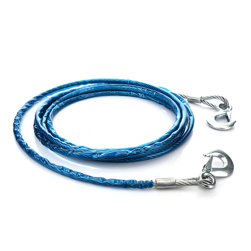 5M 7tons pvc Car Emergency Steel Wire Towing Rope thicken widen Tug