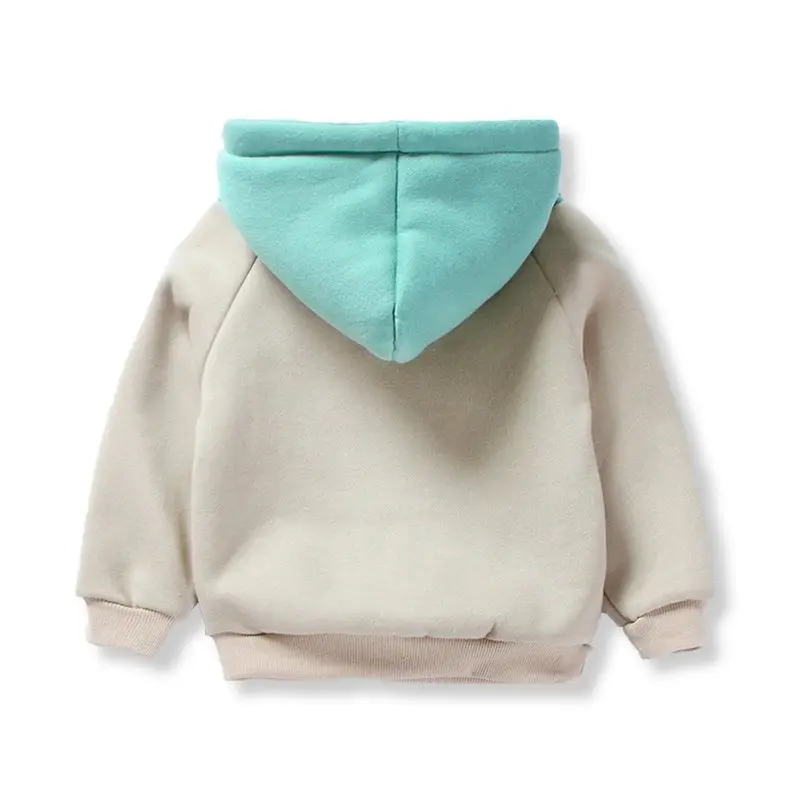 COOTELILI 80-120cm Patchwork Girls Boys Hoodies Velvet Thicken Sweatshirt Baby Boy Children Clothes Infant  (11)