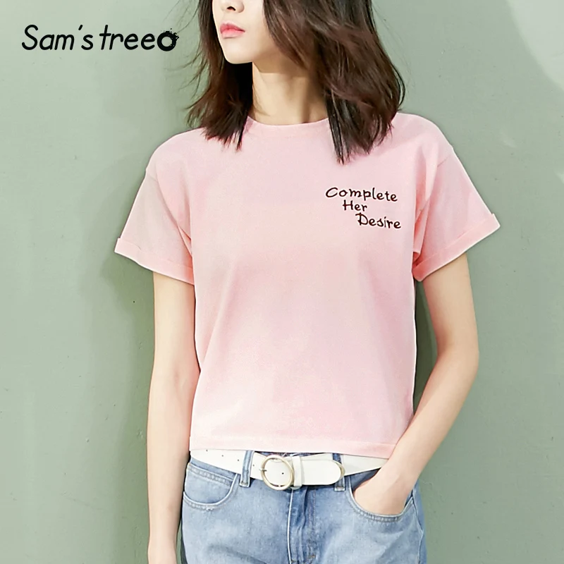 Samstree 2018 Cute Preppy Style Summer Women T shirts Letter Printed