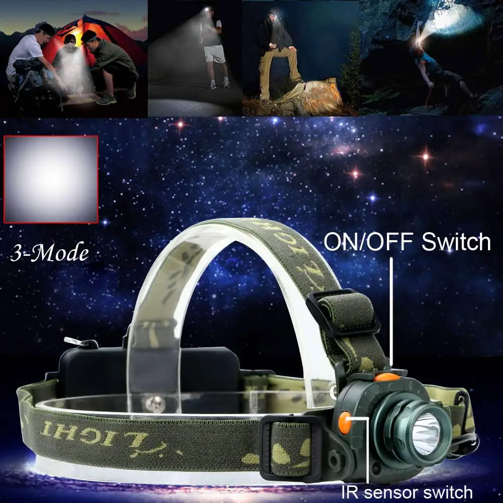 Enjoydeal Q5 светодиодный 2000LM фары восприятие движущихся объектов светильник инфракрасная головка светильник эластичное оголовье фара охота и рыбалка кемпинг