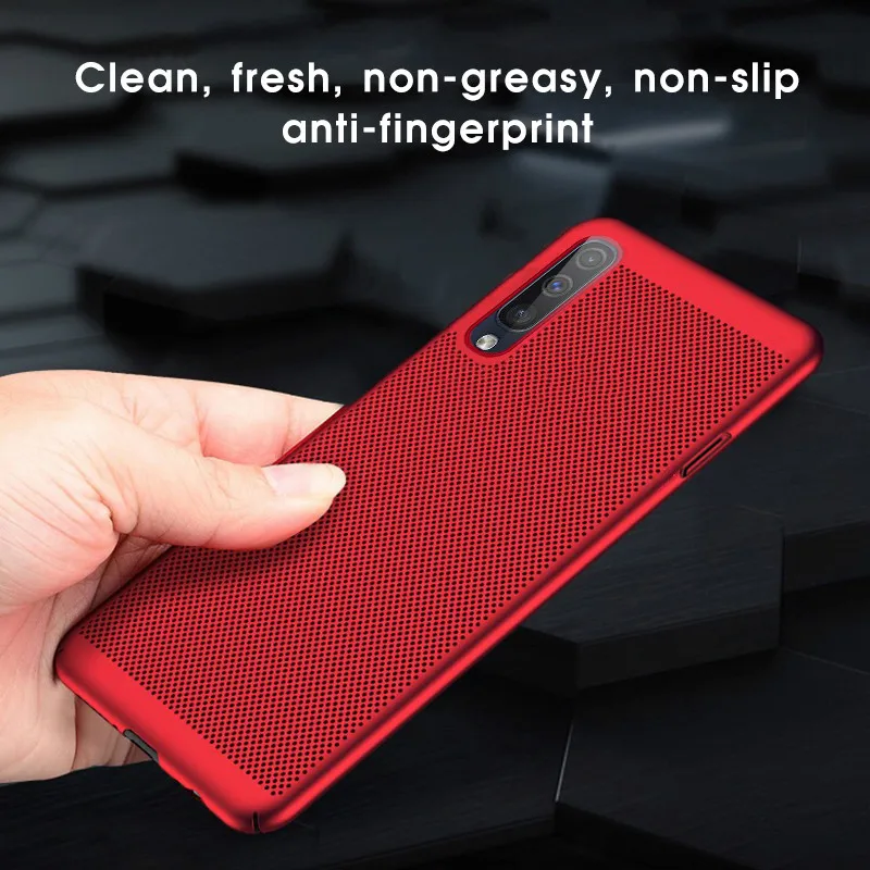 

Breathable Case For Samsung Note10 Pro Note 8 9 Hard PC Phone Case For Galaxy A70 A60 A50 A40 A30 A20 A10 Heat Dissipation Cover