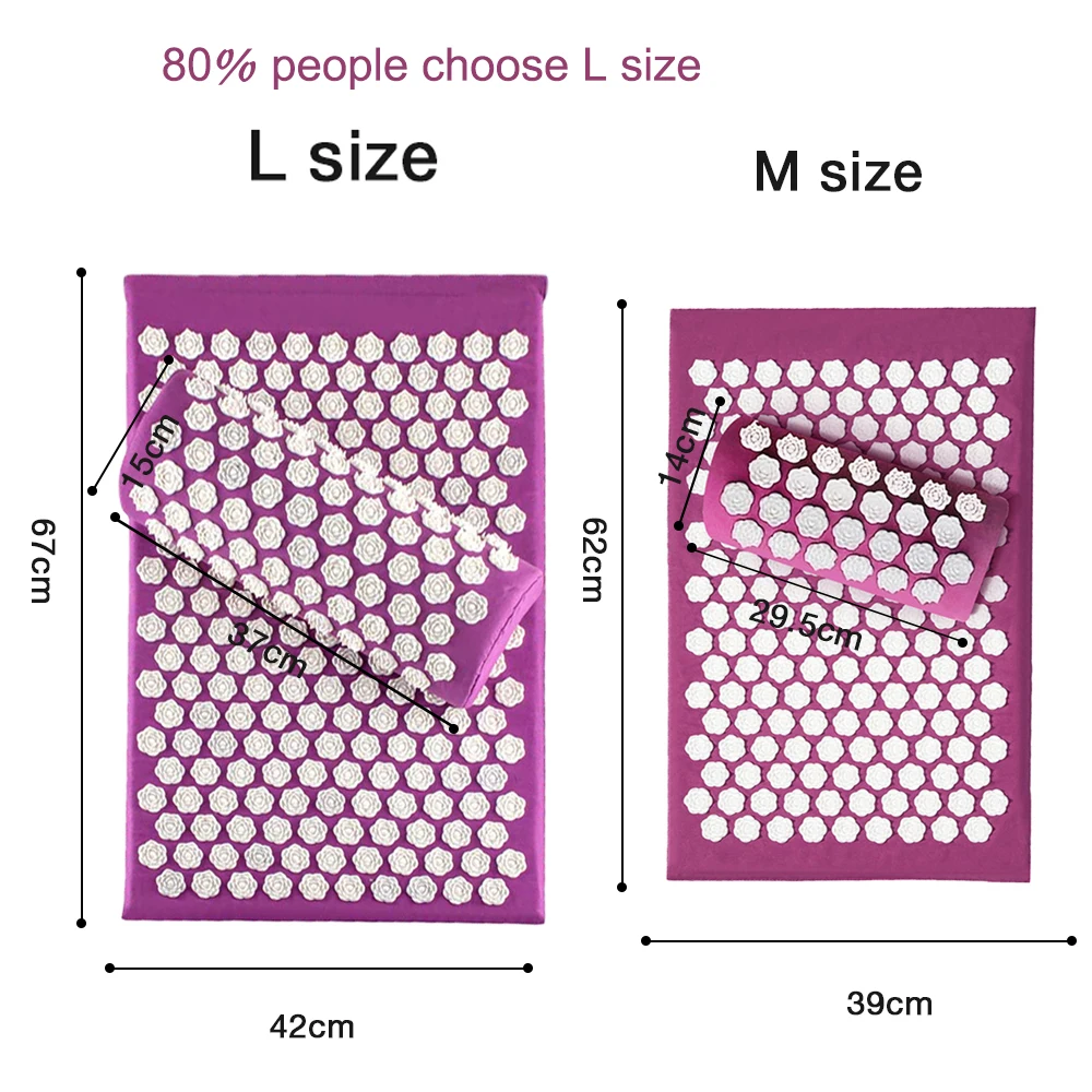 Массажный коврик размера M/L, акупрессура, подушка для снятия стресса, боли, тела, шеи, массажер, шип, коврик для стимуляции точки тела