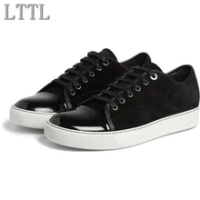 LTTL New Leather Men Casual shoes Fashion Lace up Motorcycle Shoes Lowtop Patchwork Runway Shoes Flat Driving Shoes Man