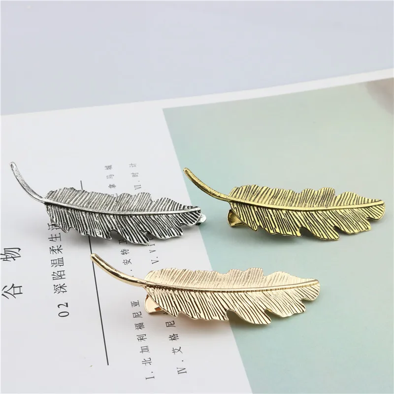 Qingwen 1 Pcs Fashion hair ornaments Leaf Shape Women Hair Clips Barrettes Feather Hair Styling Accessories Tools CE0515/w