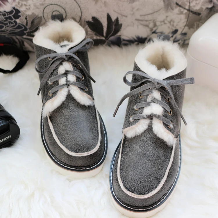 Модные мужские зимние ботинки Бэкхема наивысшего качества; зимняя обувь на шнуровке; Натуральная овечья кожа; натуральная шерсть; Полусапоги на меху