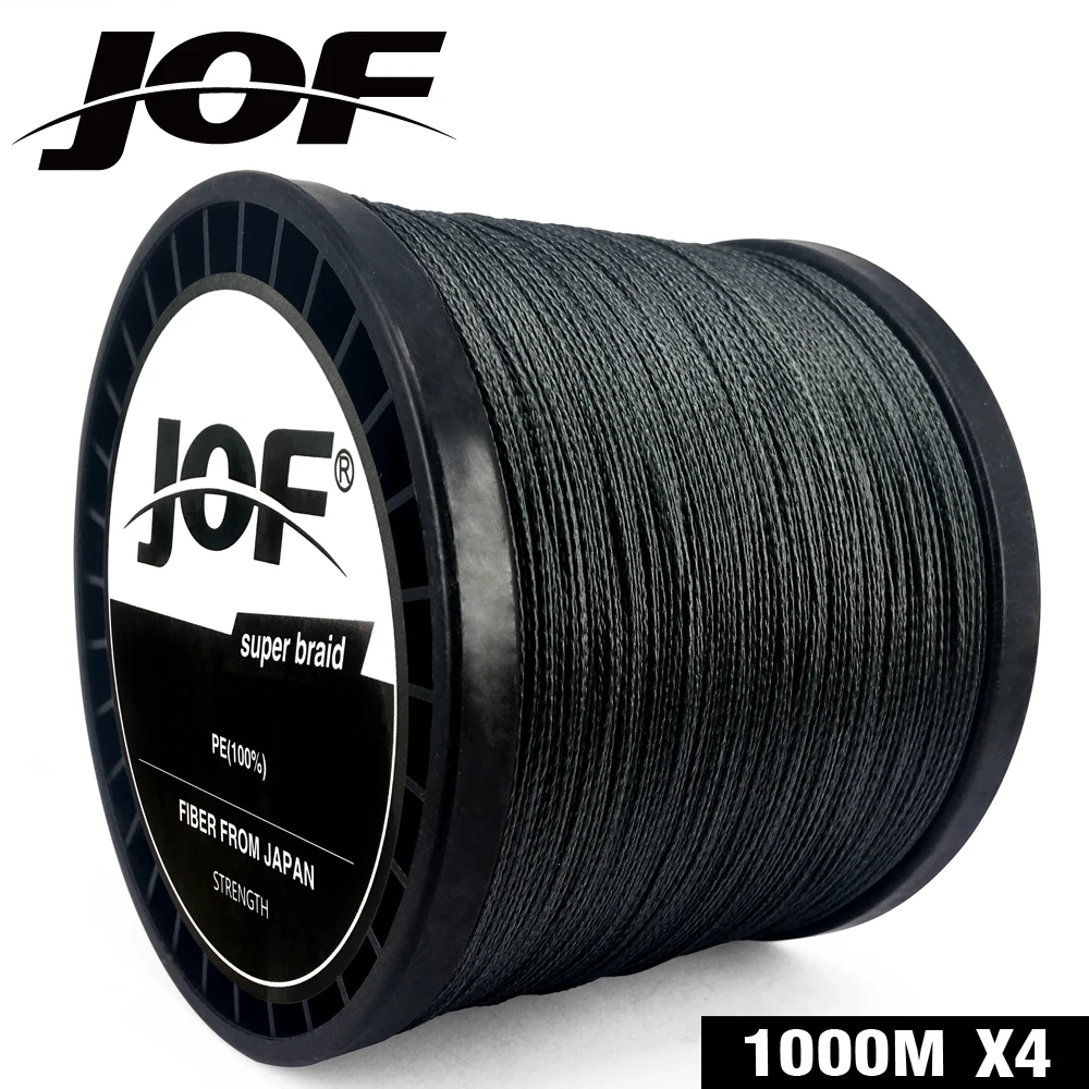 JOF صنارة صيد بولي ايثيلين مجدول أسود المتعددة الشعيرات الصيد الحبل 4 السواحل 100 متر 150 متر 300 متر 500 متر 1000 متر 2019