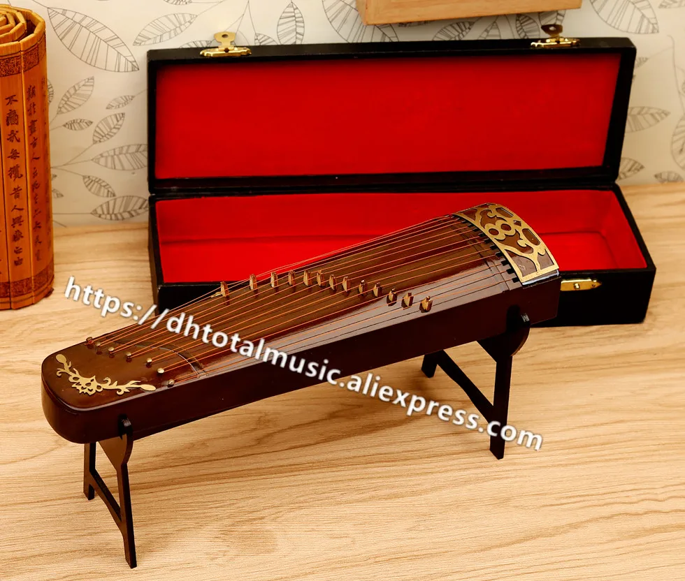 Миниатюрная модель guzheng Реплика с подставкой и чехол Мини-зитер мини музыкальный инструмент украшения китайские традиционные подарки