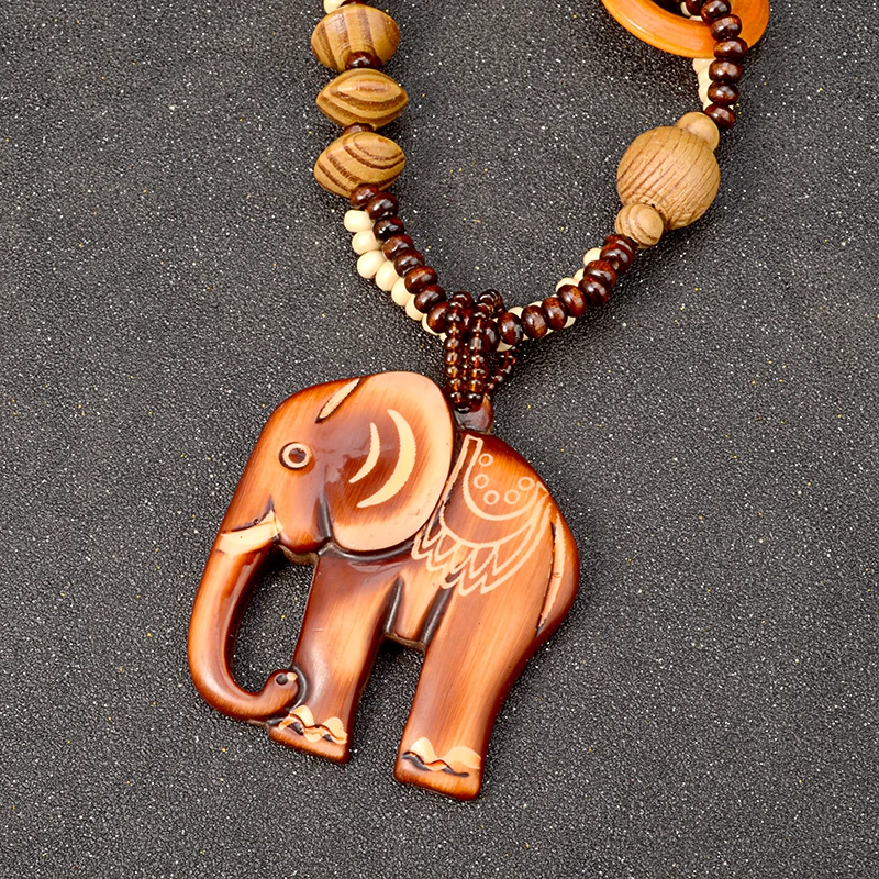 UDDEIN Newest wood chunky chain Elephant design pendant statement necklace women bohemian jewelry vintage maxi long necklace - Image 4