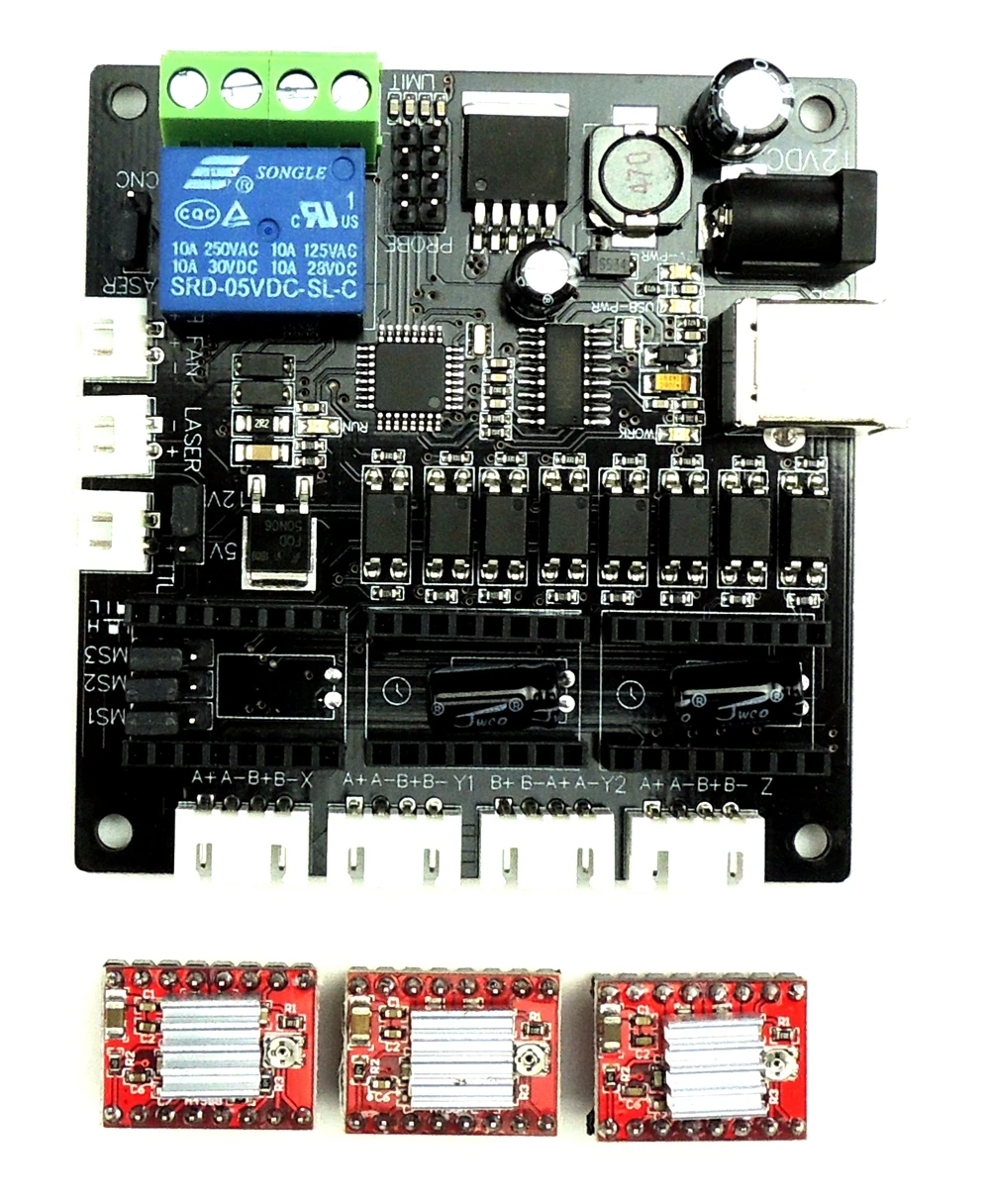GRBL Лазерная плата контроллера Мини гравировальный станок с ЧПУ USB 3 оси шаговый двигатель драйвер плата контроллера
