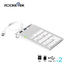 Rocketek USB mini Numeric Keypad with two USB 3.0 Hubs and SD/TF Card Reader for iMac MacBooks Digital number keypad
