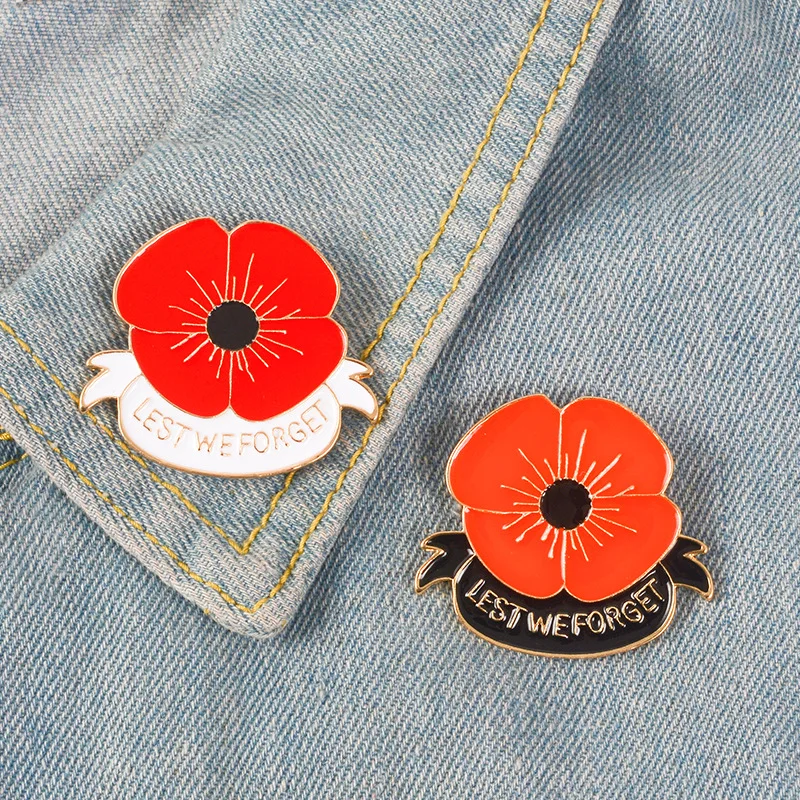 

8Seasons New Fashion Pins Lest We Forget Enamel Poppy Brooches Pins Flowers Badge Brooch Jewelry For Women Party Accessories