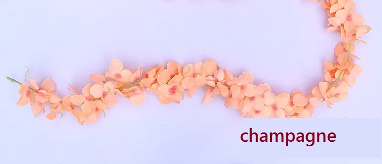 2 м Глициния рэттер шелковые цветы искусственные гортензии Виноградная лоза цветок Свадебный декор Флорес искусственные para Декор hogar - Цвет: champagne