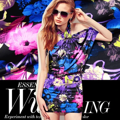 

SS006 100% Natural Silk/Brilliant Spring Flowers/Mulberry Silk/Thickness:16.5mm Width:1.14m