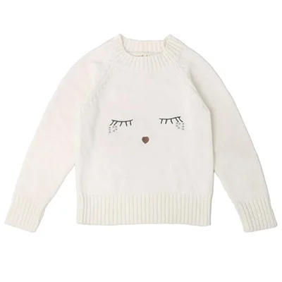 Детская одежда из хлопка свитер с длинными рукавами для маленьких девочек Осенняя белая прозрачная ткань свитер с рисунком для маленьких девочек - Цвет: 18010 white