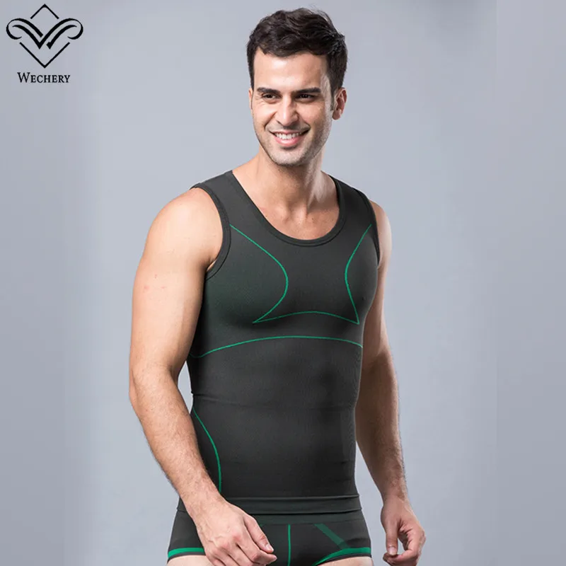 Wechery Shapers футболка для мужчин рубашки похудения нижнее белье живота корсет