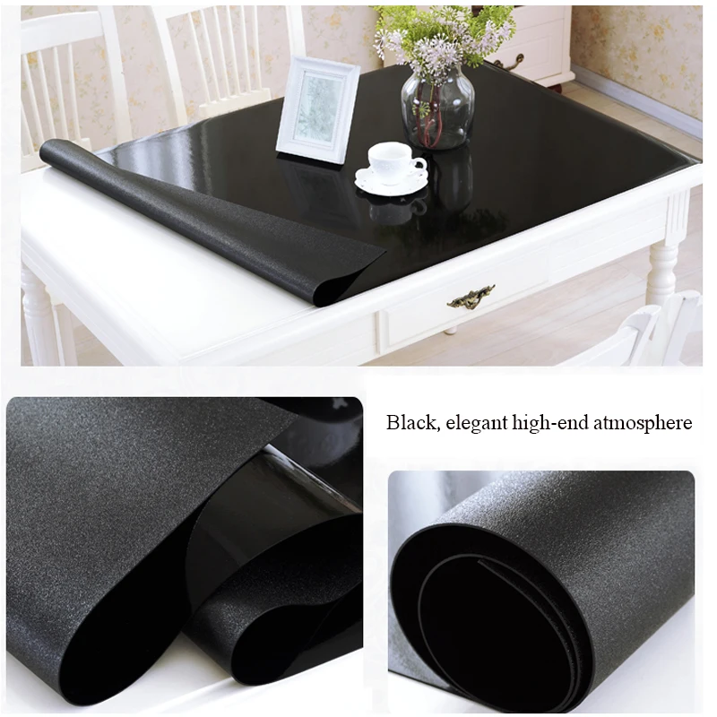 SKTEZO Black Classical PVC Waterproof Tablecloth Home Kitchen TV Cabinet Coffee Table Dining Table