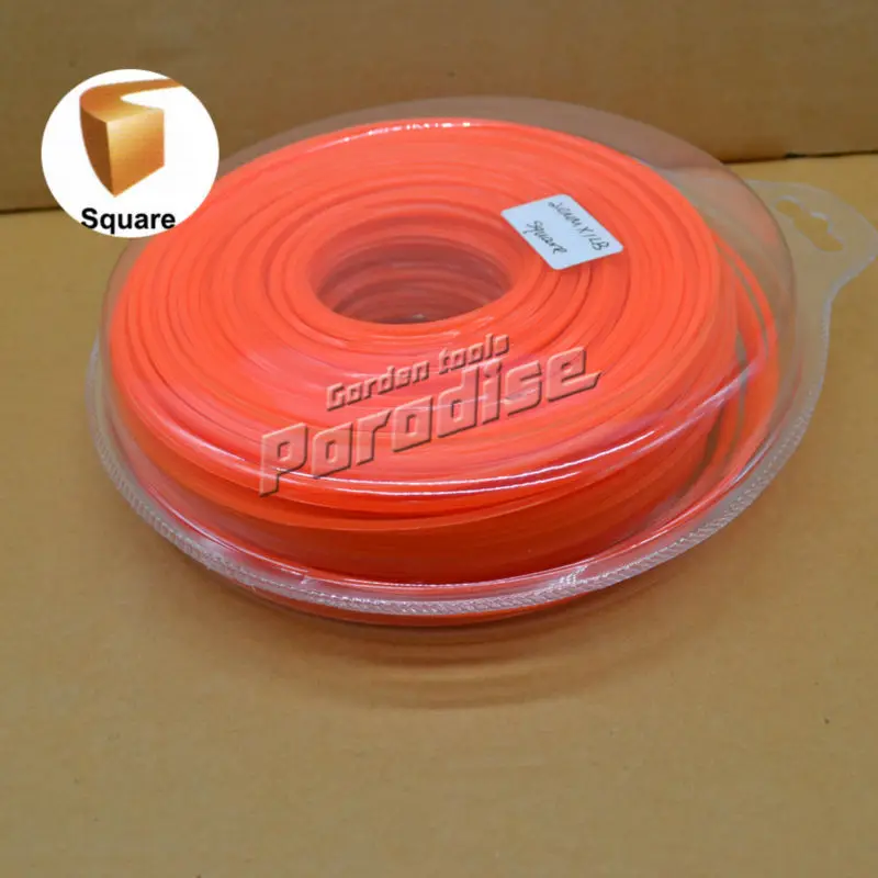 

0.08" 2.0mm Diameter 1LB(115M) Square Brush Cutter Nylon Grass Trimmer Line Orange Color Blister Card Packing