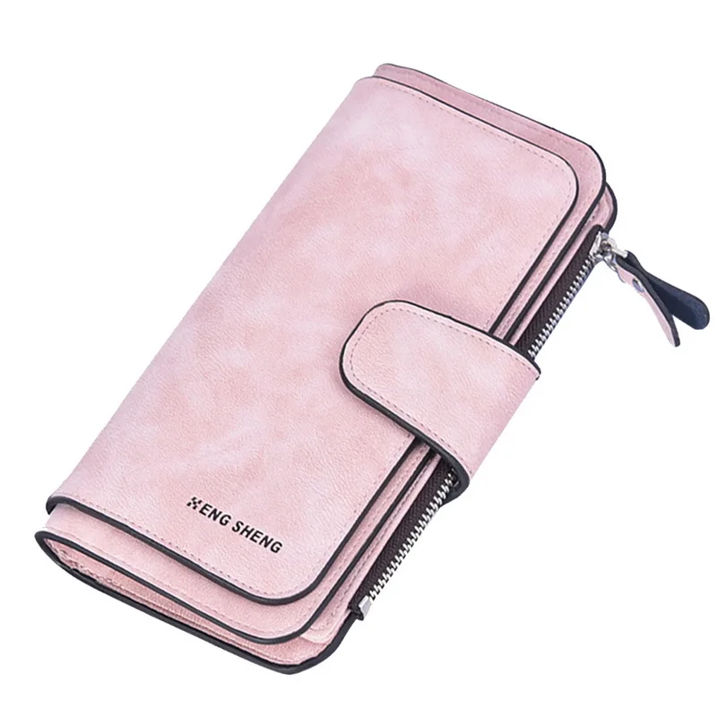 Women PU Leather Wallets Women Clutch Pink Wallets Geometric Zipper Long Scrub Wallet Female Card Holder Carteira Feminina - Цвет: Розовый