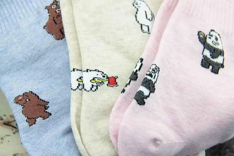 Anime We Bare Bears print socks Grizzly Panda IceBear cute fun cartoon women cotton sock autumn winter soft comfort breathable