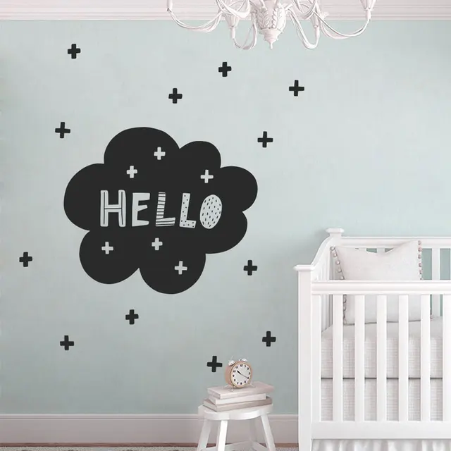 cute hello wall decal scandinavian nursery, modern wall decals