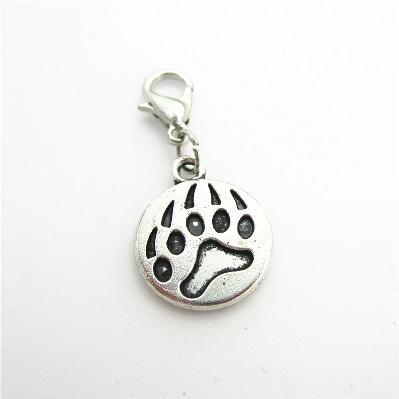 

Whoselase 50pcs/lot dog/cat paw dangle charms hanging lobster clasp charm DIY bracelet jewelry accessories charms