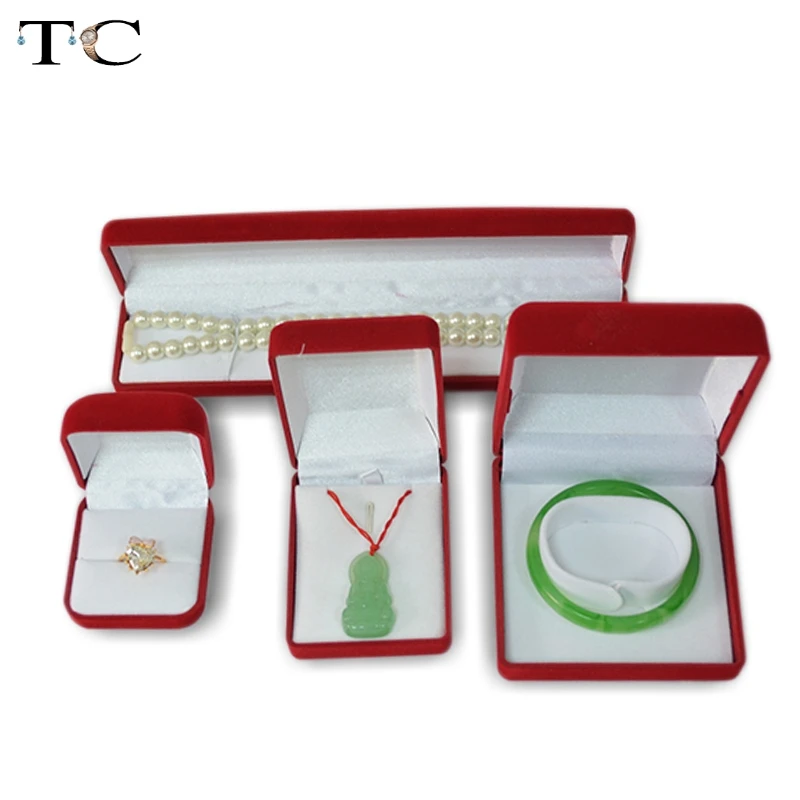 Red Velvet Jewelry Box Set Gift Jewelry Packaging Boxes Ring Earring