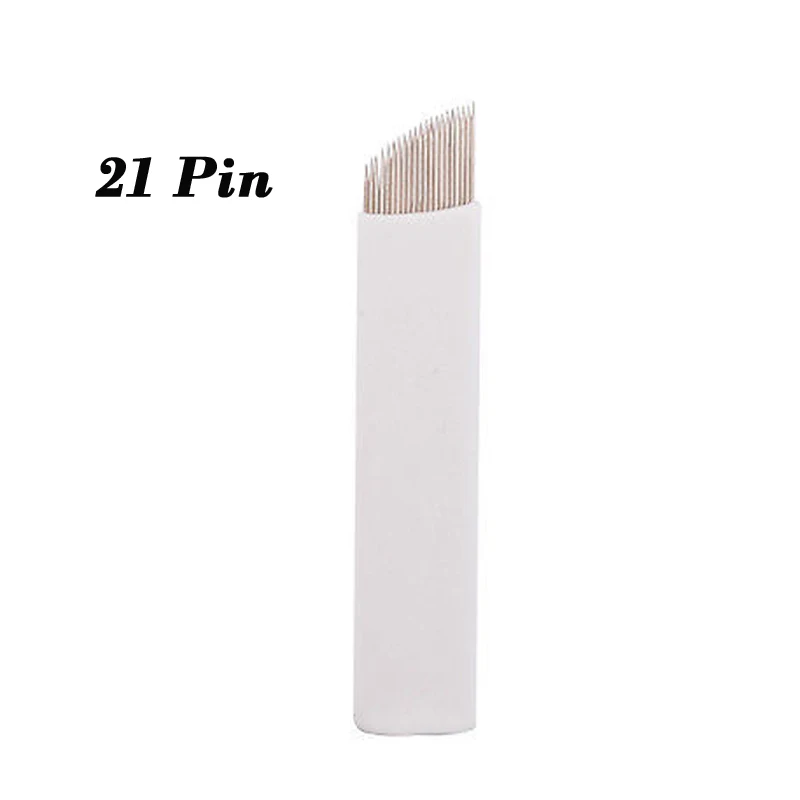 

50 pcsTattoo needles 21 pin Sterilized Stainless Steel 3D tattoo Embroidery Eyebrow Permanent Makeup Needles Blade