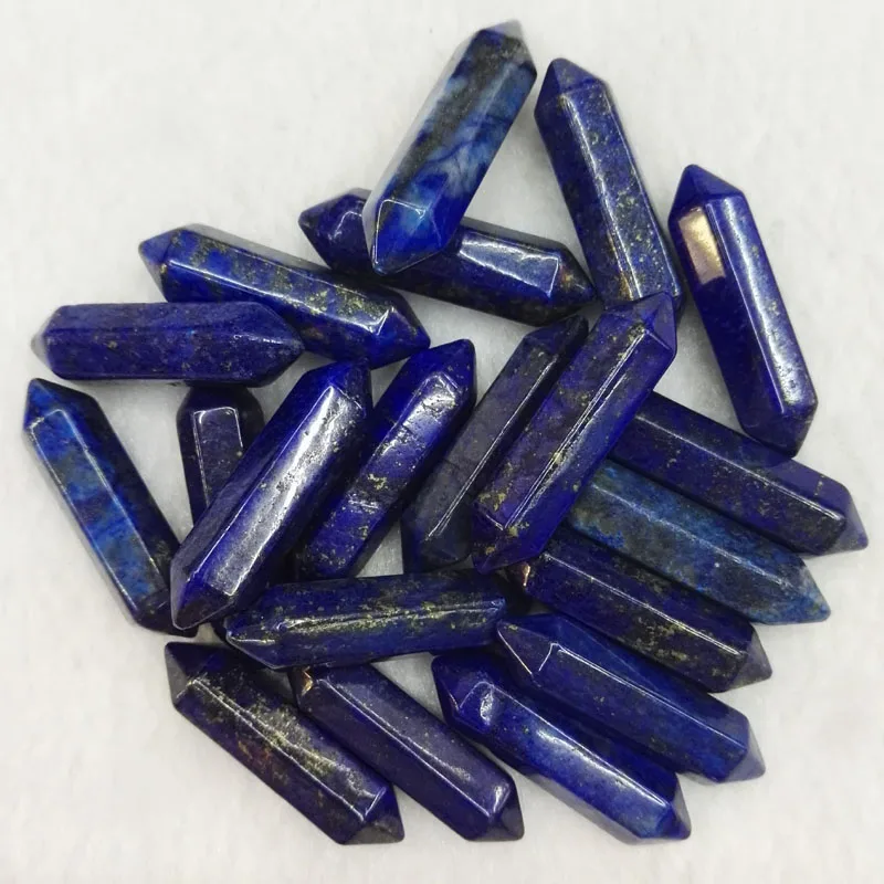 

2016 Fahsion natural lapis lazuli Stone pendulum hexagonal pillar Charms no hole Pendants diy 24Pcs Wholesale Free shipping