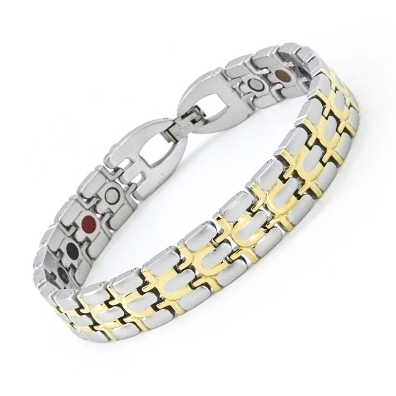 

Magnetic Bracelet Pulseras Stainless Bracelets Mens Bracelets Health Energy 5 in 1 Bio Magnet Therapy Bracelet