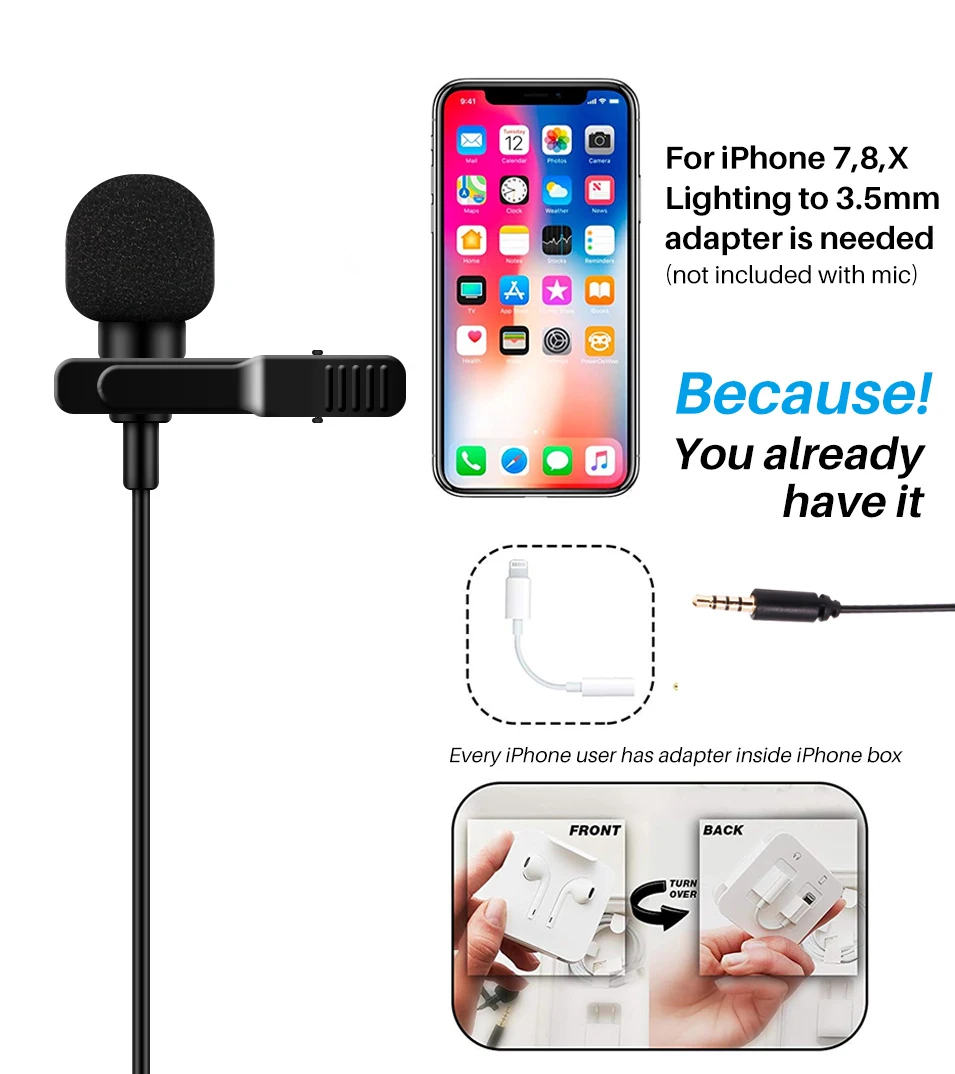 BOYA BY-M1 Vlog Audio Video Record Microphone for iPhone Android Mac Lapel Mic Lavalier Microphone for DSLR Camera Camcorder