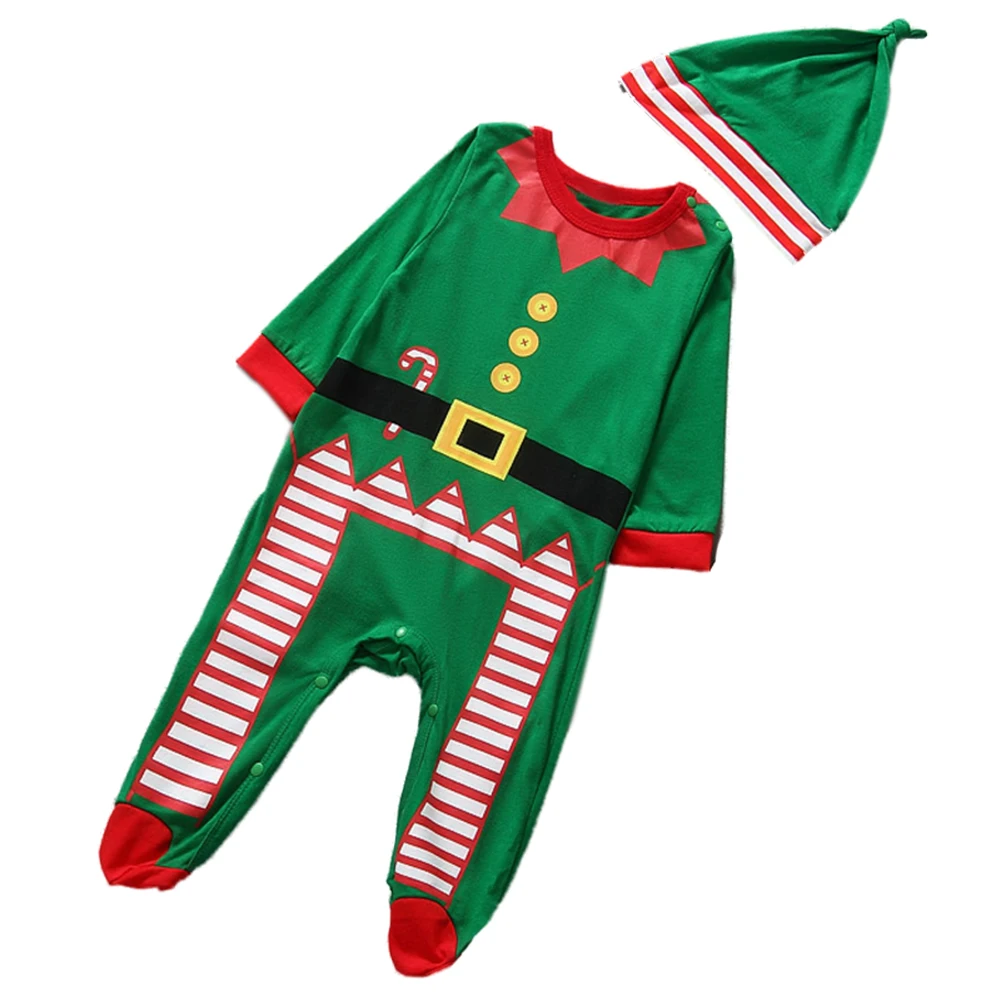 Baby Christmas Clothes Outfits Boy Girl Kids Romper Hat Cap Set Gift