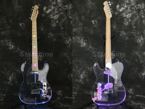

Starshine Guitar DK-TLC Acrylic Body Colorful LED Light Color Crystal Electric Guitar Frets Light Guitar