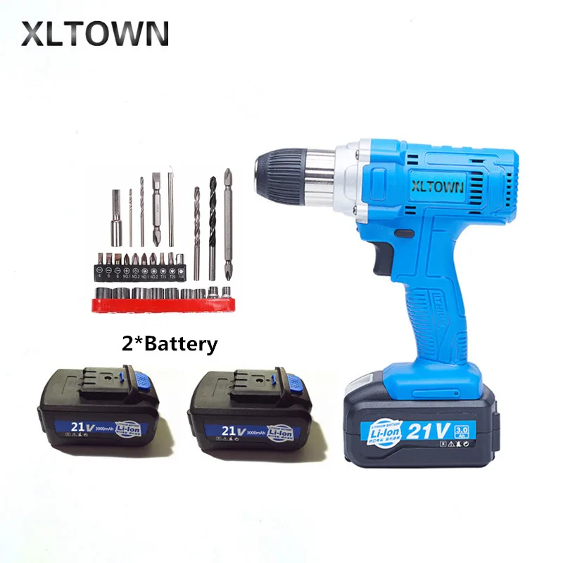 

Xltown 21v high-power cordless drill with high-capacity rechargeable lithium battery Electric screwdriver power tool drill bits