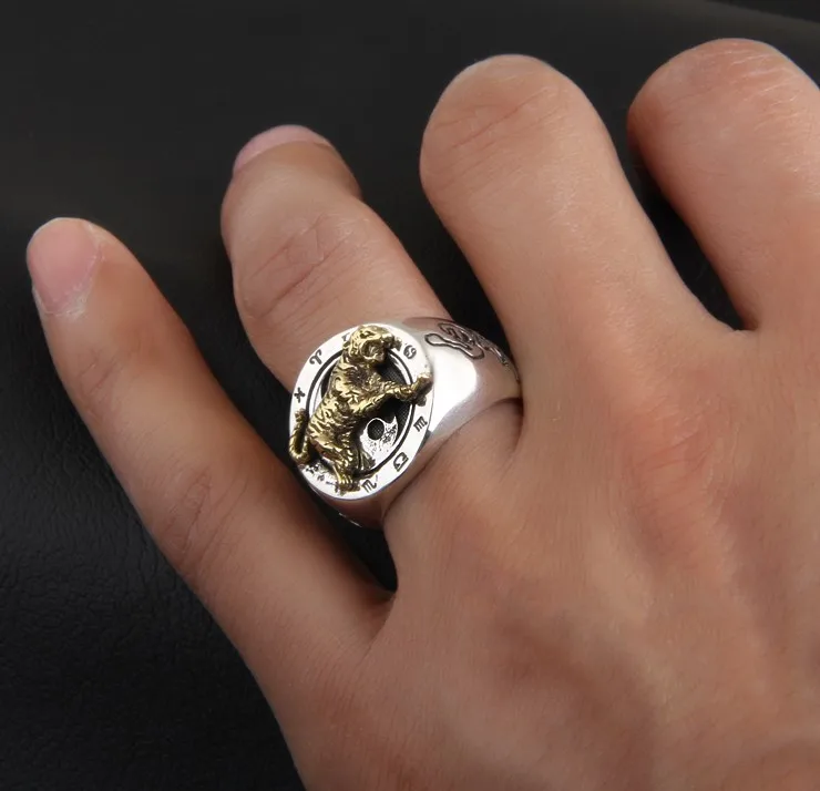 925 Серебряное Ретро модное мужское ретро кольцо с четырьмя серебряными указательными пальцами