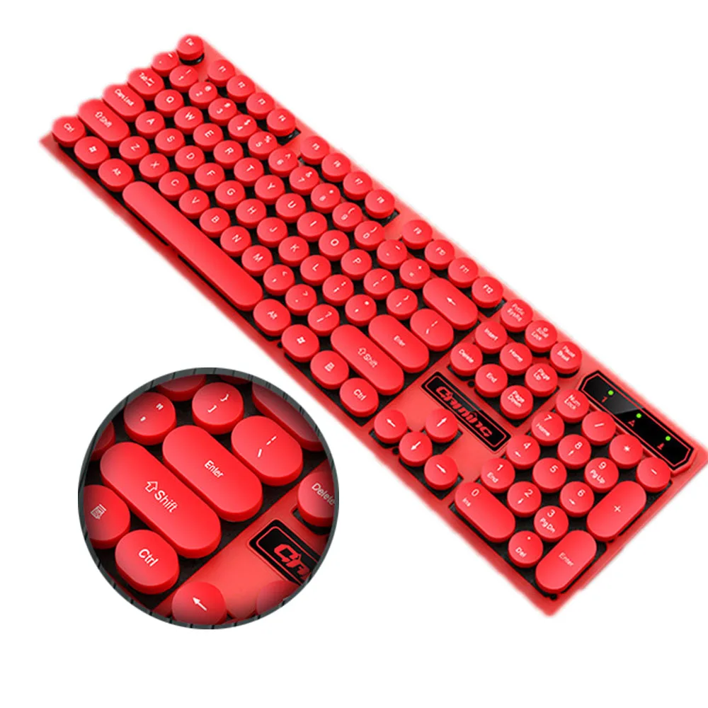 

Backlit Gaming Keyboard Steampunk Retro Round/Square Keycap USB Wired Glowing Metal Panel Laptop Computer Keyboard