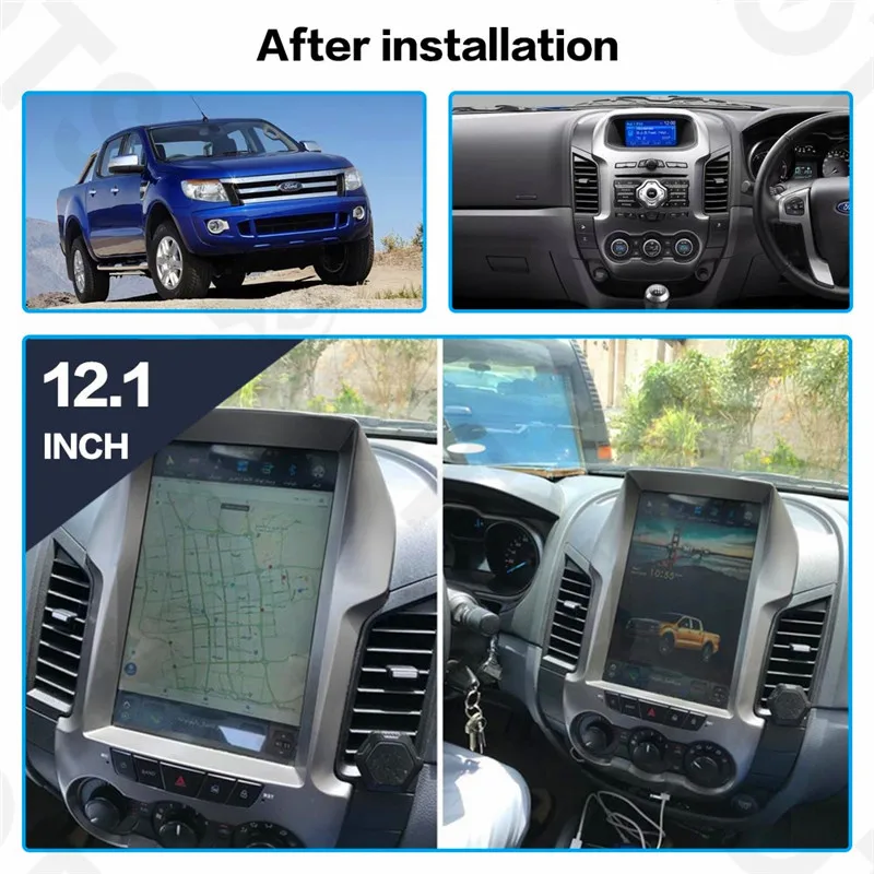 Excellent Android 6.0 Tesla style 12.1 inch Car No DVD Player GPS Navigation For Ford Ranger 2011-2016 radio stereo unit Satnav multimedia 1