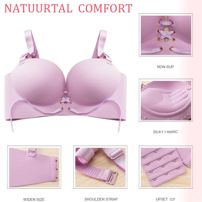 Padded Push Up Bras Add Two Cups Brassiere Unlined Seamless Bra for Women