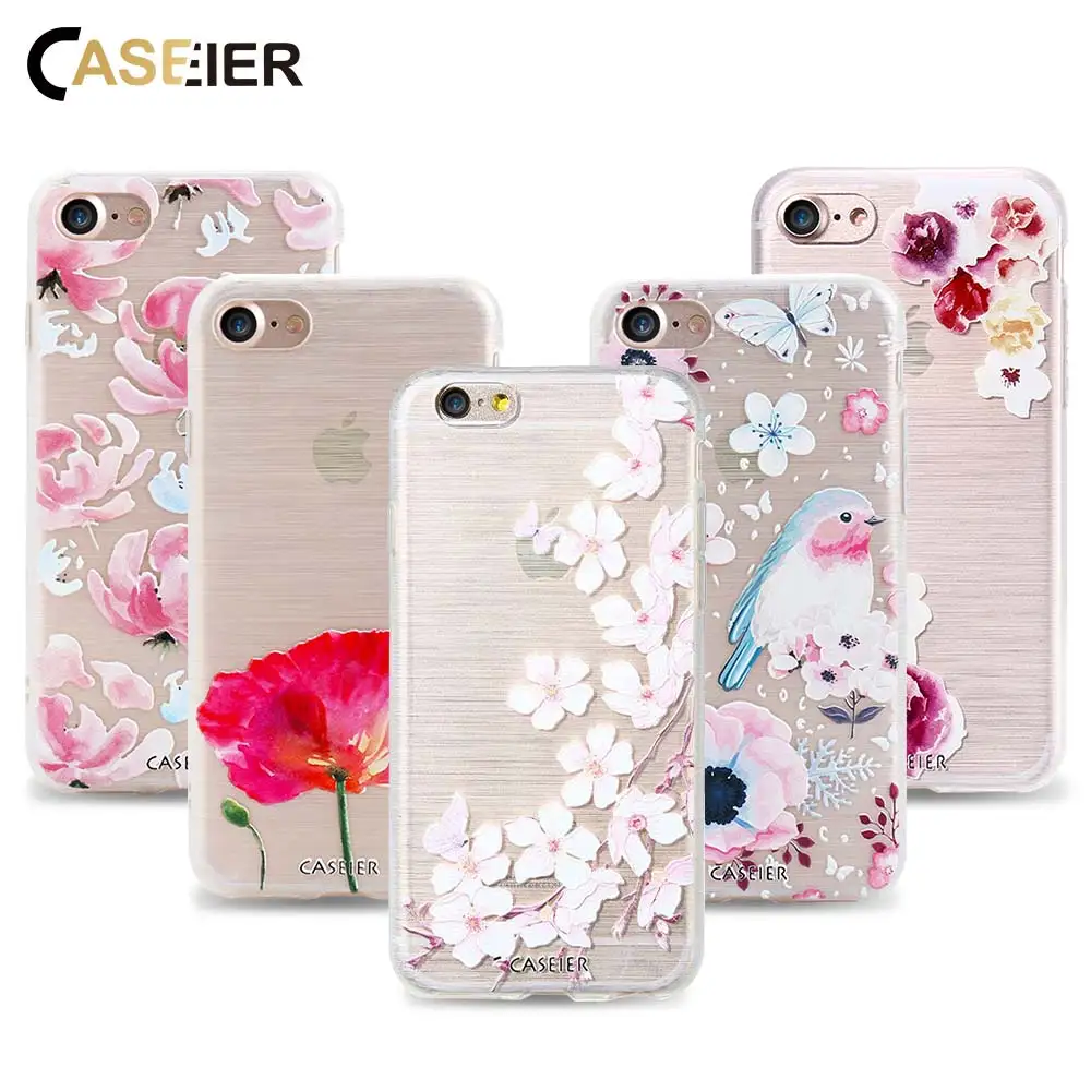 

CASEIER Case For iPhone 7 7 Plus 6 6s Plus 5 5s SE Cover Colorful Flowers Pattern Artist Print Case Soft TPU Frame Cover Shell