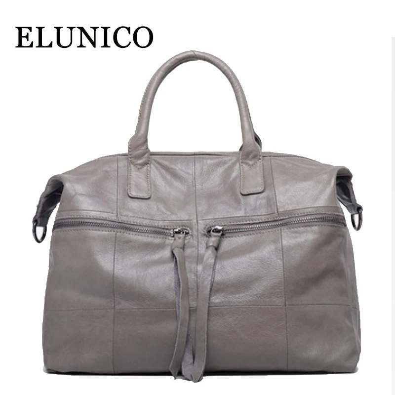 

ELUNICO 2018 Spring Ladies Large Capacity Genuine Leather Messenger Bag Luxury Handbags Women Bags Designer Tote Shoulder Bag