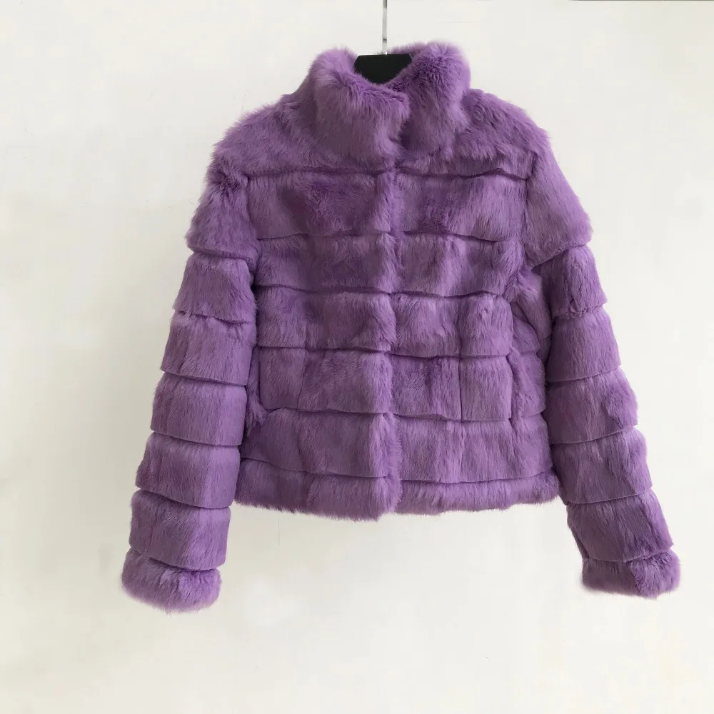 TONFUR зимнее пальто из натурального кроличьего меха, воротник-стойка, толстая мягкая теплая длинная куртка из натурального меха, женская верхняя одежда, полный мех, sr437