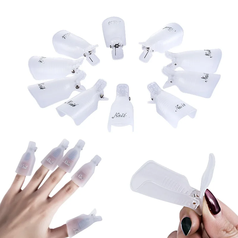 10 шт./лот Многоразовые Пластиковые Nail Art Soak Off cap Clip Cleanser UV средство для снятия гель-лака обёрточная бумага набор для удаления ногтей