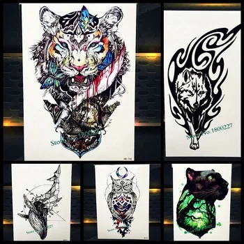 Brave Tiger Totem Temporary Tattoo Sticker Women Men Body Art Flash Tattoo, Water Color King Butterfly Fake Waterproof Tatoo Arm