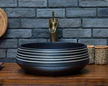 European antique ceramic basin counter basin artistic basin wash basin wash basin style black and white lines above counter basin ceramic wash basin european washbasin bathroom basin round art basin lo621321