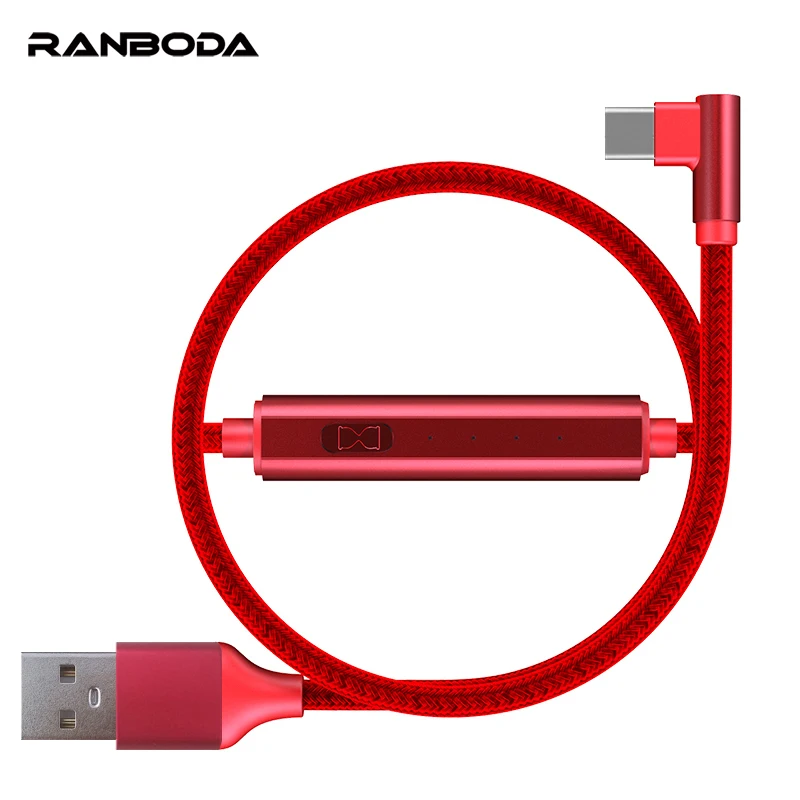 

Ranboda USB Type C Cable 90 degree 2.4A Fast Charging Timing Cable for Huawei Samsung Xiaomi 1m 2m Nylon Red Blue Black