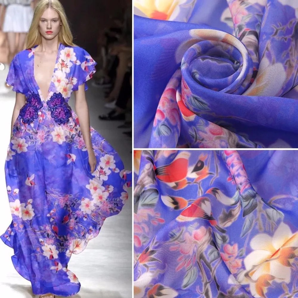 

No.1-6, Digital printed silk chiffon fabric, 100% silk, weight 8m/m, width 135cm