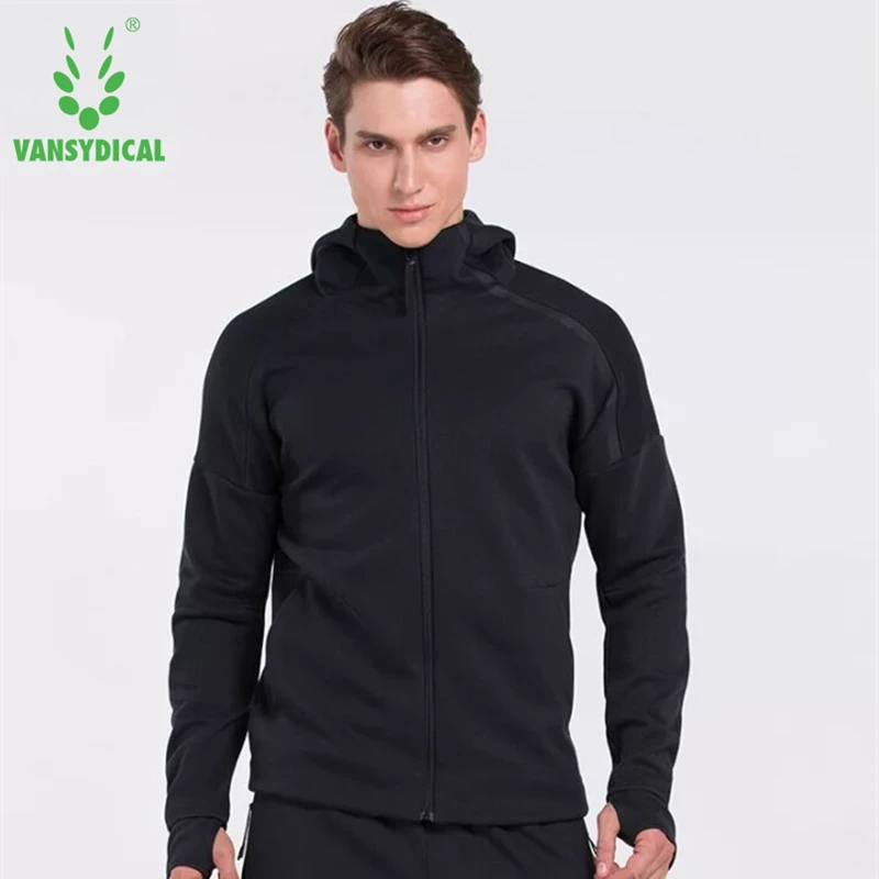 Vansydical, зимние спортивные куртки для бега, мужские спортивные топы для фитнеса, тренировок, спортзала, верхняя одежда с капюшоном, ветрозащитная теплая верхняя одежда - Цвет: MBF074